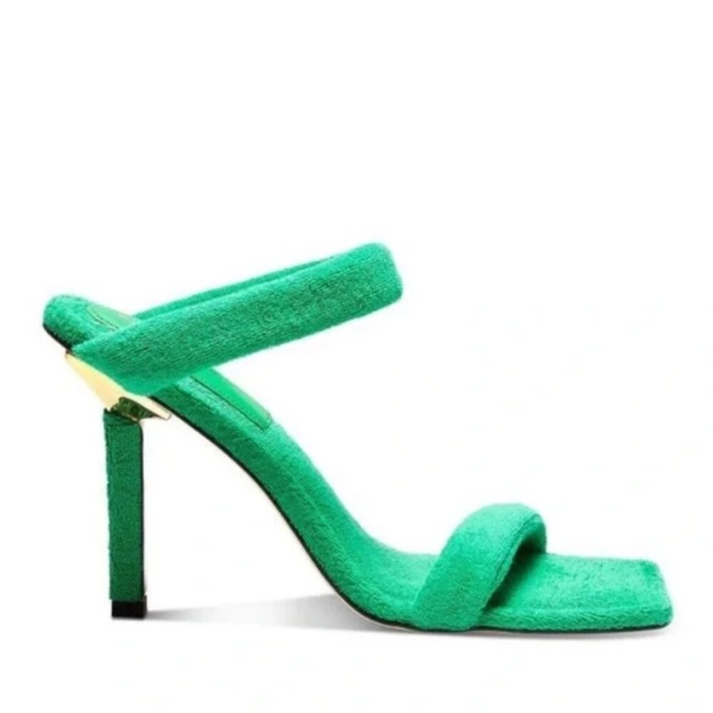 Good American Green Terry Heels Sandals Size 7